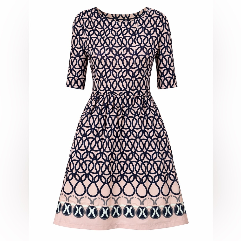 Shelby & Palmer Pink and Navy Interlocking Circle Dress